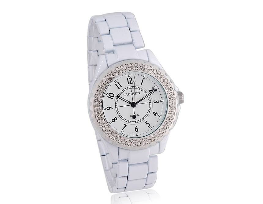 Женские наручные часы 8078L White Silver 2 с украшением циферблата