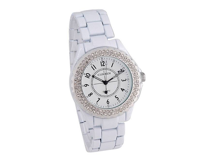 Женские наручные часы 8078G White Silver 2 с украшением циферблата