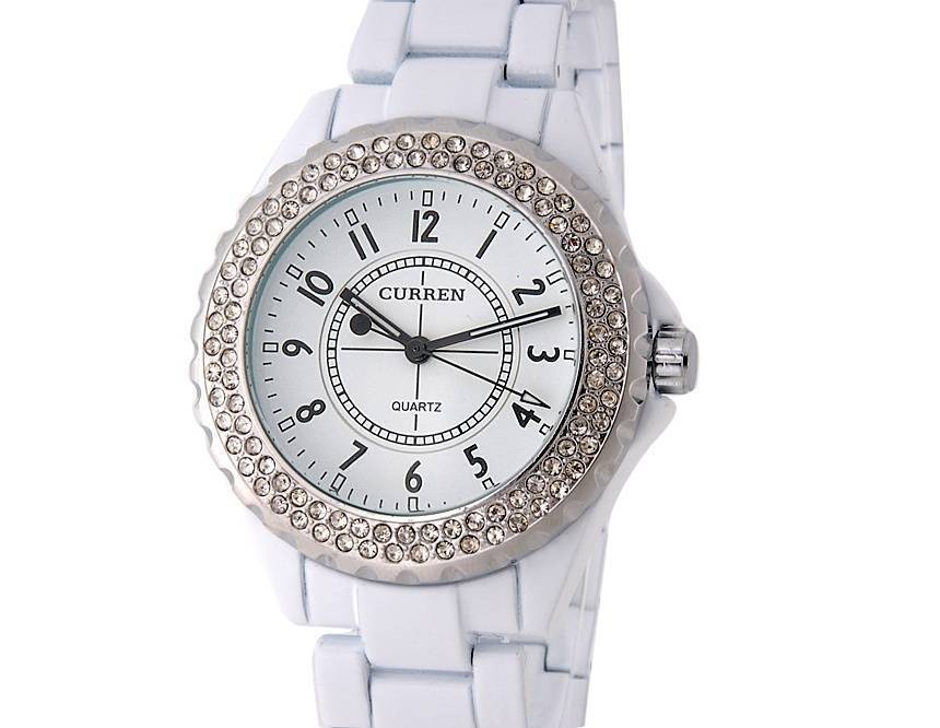 Женские наручные часы 8078G White Silver 2 с украшением циферблата